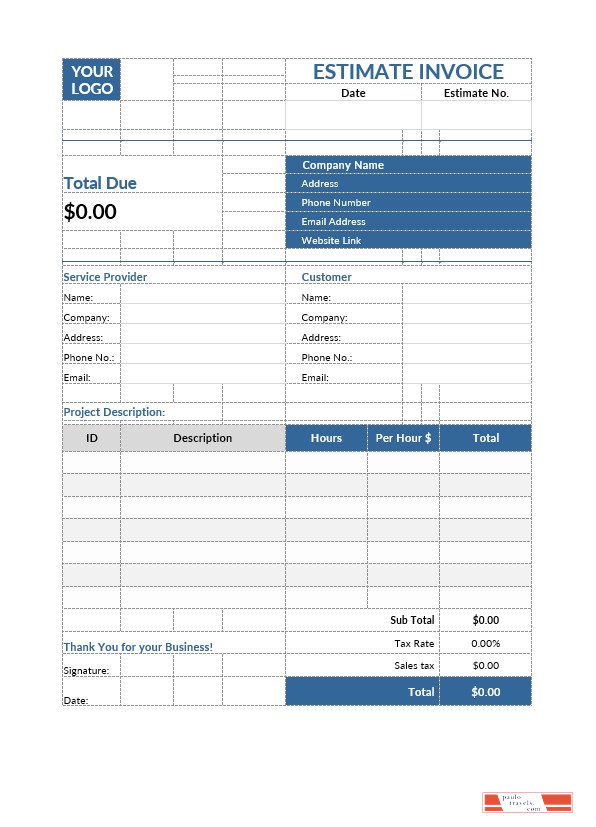 Free Estimate Invoice Template PSD template